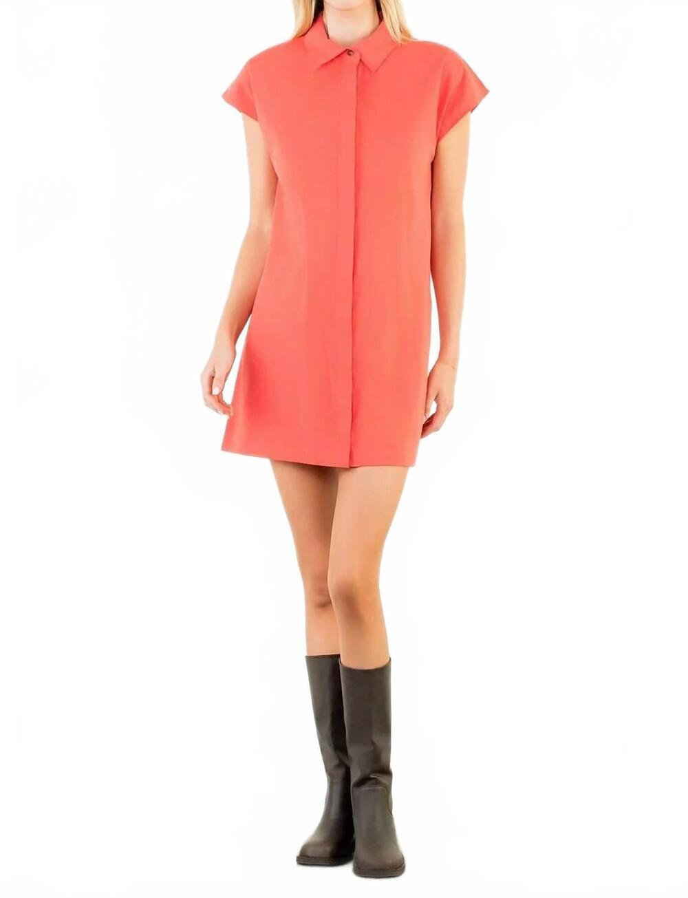 NEW THML collared shirt mini dress in red orange